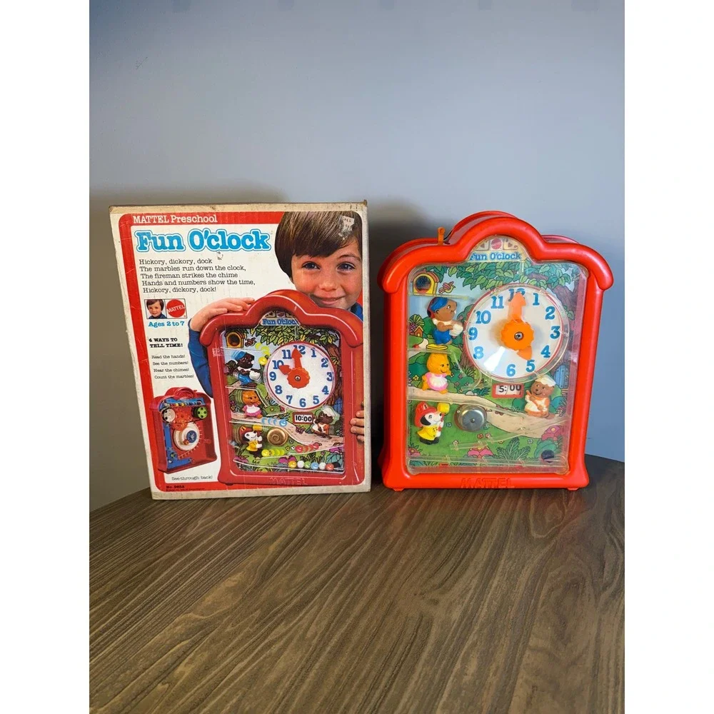 Vintage 1976 Mattel Fun O'clock Preschool Educational Marble Toy Red No. 9832